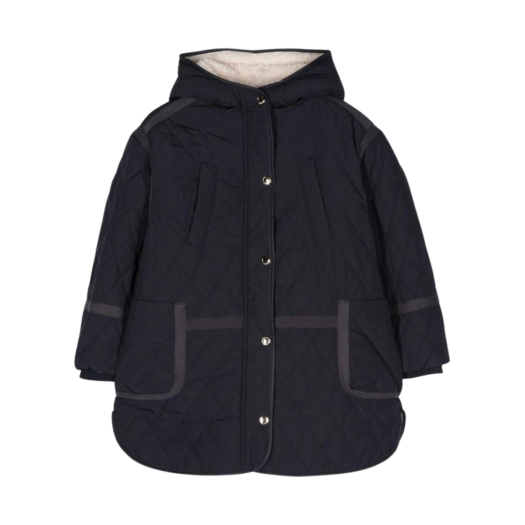 C16440-859 (Kids) Chloe Hooded Quilted Jacket Navy