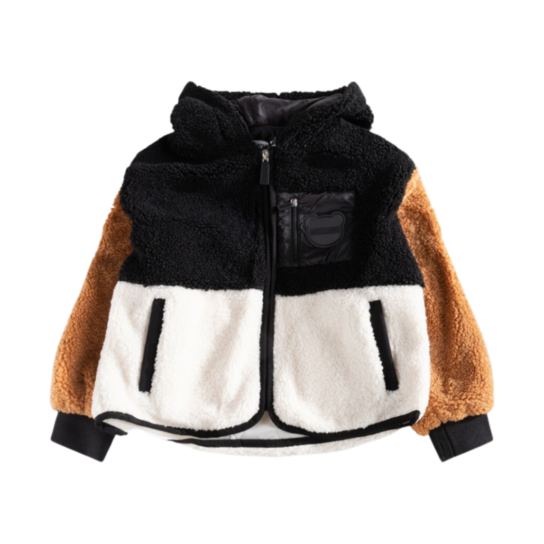 HUS04YLIA0082922 (Kids) Moschino Teddy Patch Fleece Jacket Light Brown
