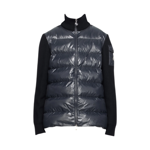 (W) Moncler Padded Wool Cardigan Navy Blue - 23FW