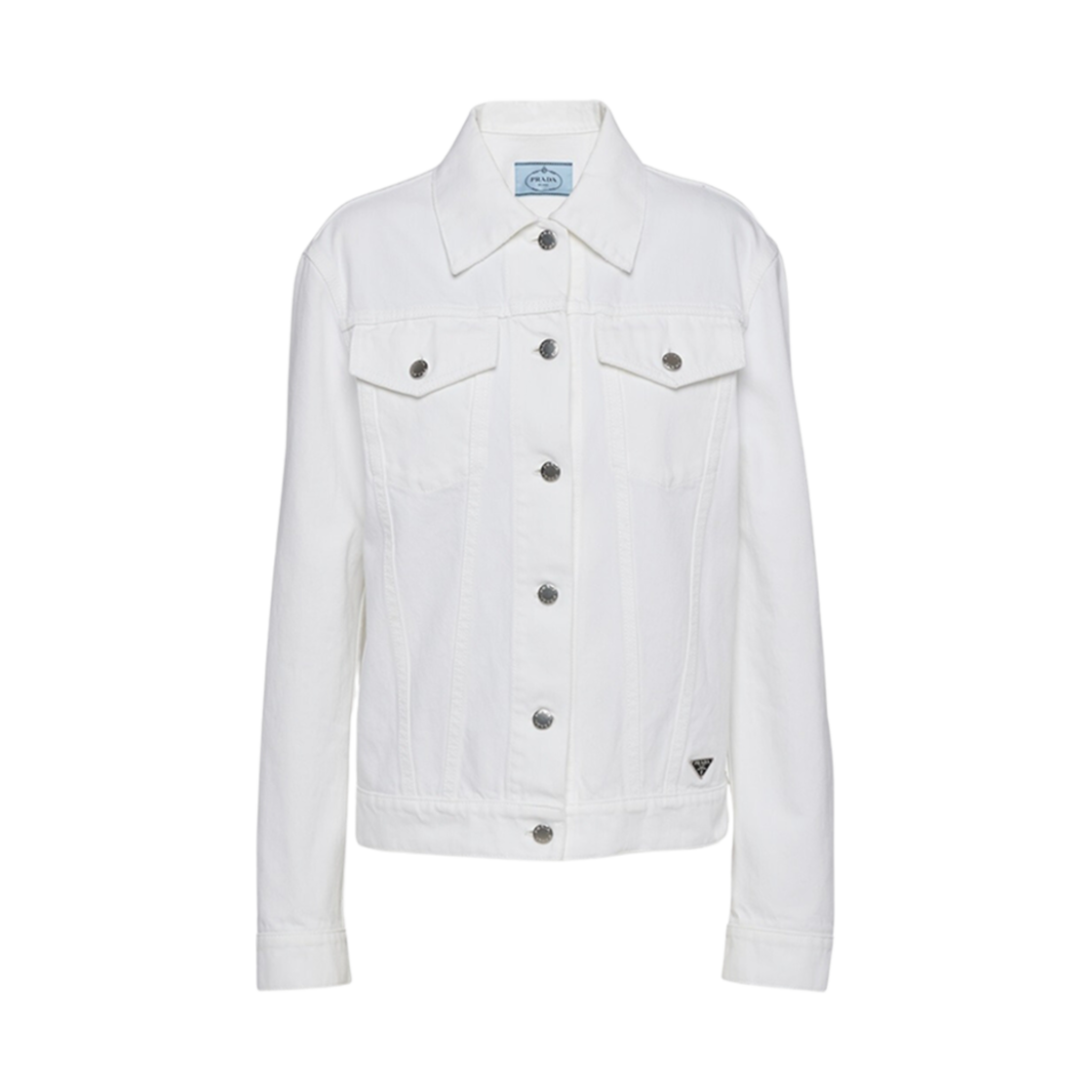 (W) 프라다 불 데님 블루종 자켓 화이트((W) Prada Bull Denim Blouson Jacket White) - 1