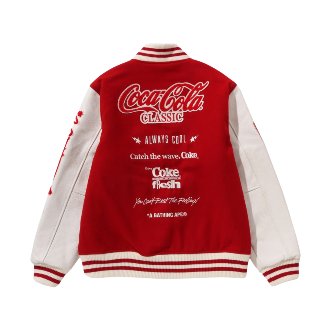 베이프 x 코카콜라 바시티 자켓 레드(BAPE x Coca Cola Varsity Jacket Red) - 2
