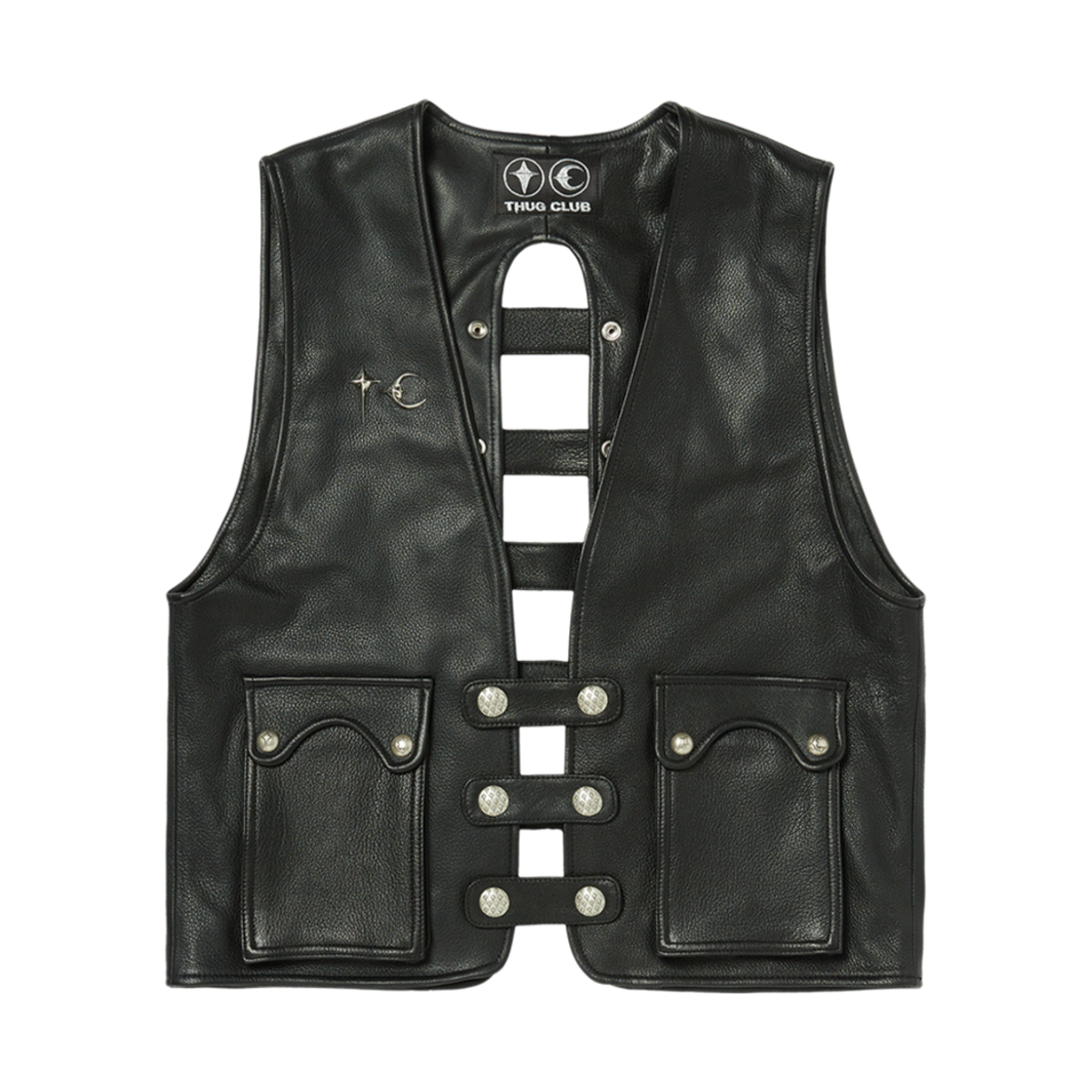 떠그 클럽 고트 스킨 레더 베스트 블랙(Thug Club Goat Skin Leather Vest Black) - 1