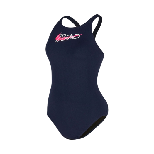 (W) Nike Swim Heritage Swoosh Script Fastback Midnight Navy