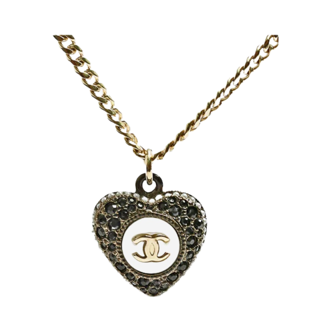 (W) 샤넬 네클리스 메탈 글래스 펄 & 골드 블랙((W) Chanel Necklace Metal Glass Pearls & Gold Black) - 1
