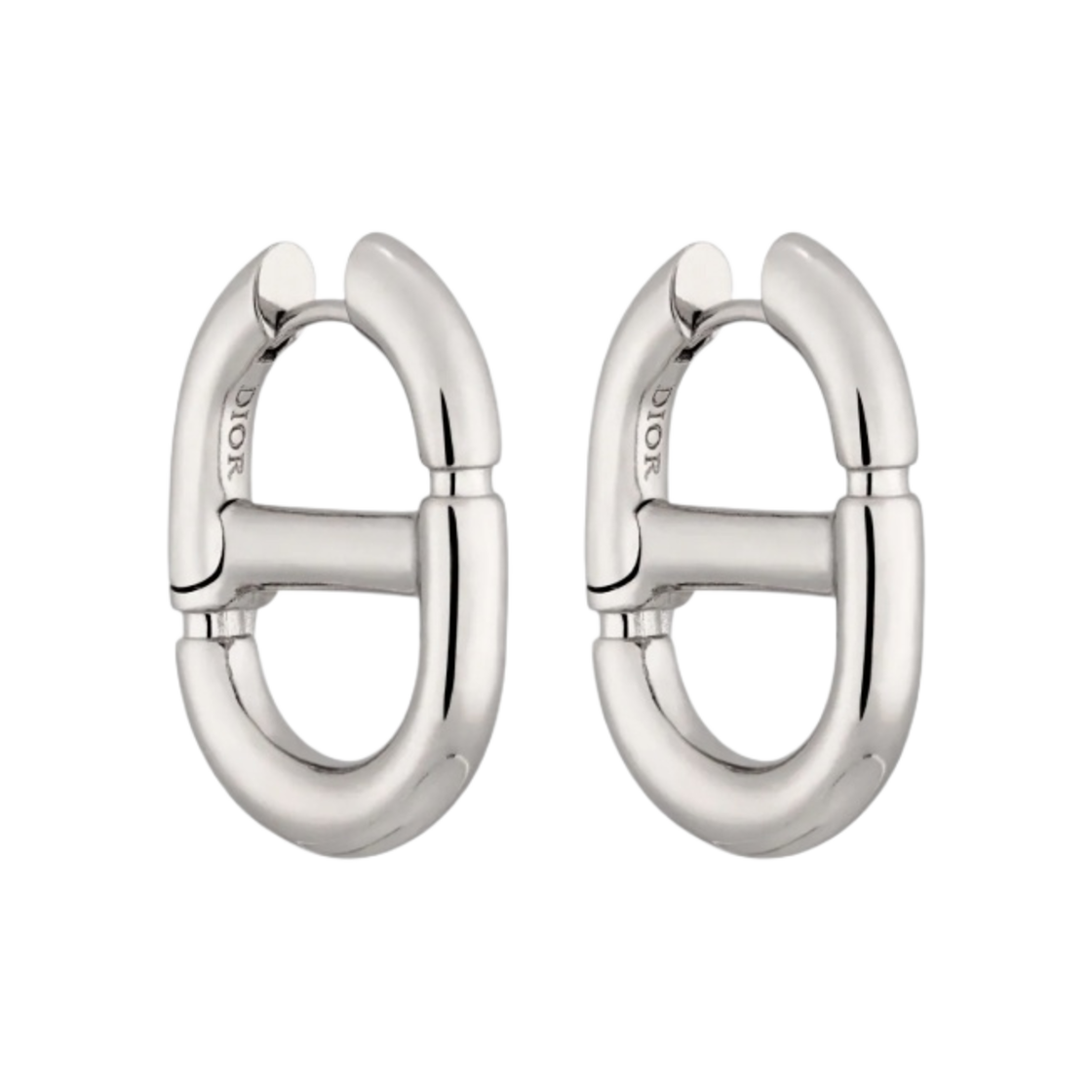 (W) 디올 CD 네이비 이어링 실버 피니쉬 메탈((W) Dior CD Navy Earrings Silver Finish Metal) - 1
