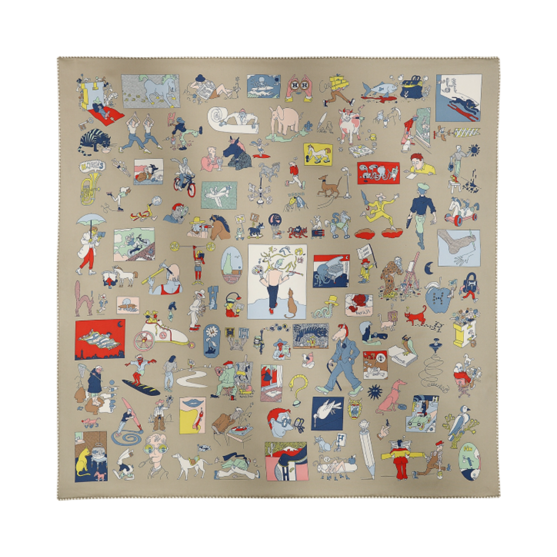 (W) 에르메스 까레 리브레 스카프 70 마스티크 루즈 멀티꼴로르((W) Hermes Carres Libre Scarf 70 Mastic Rouge Multicolore) - 1