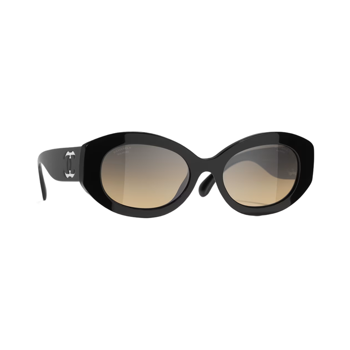샤넬 오발 선글라스 아세테이트 나일론 & 블랙 인터내셔널 핏(Chanel Oval Sunglasses Acetate Nylon & Black International Fit) - 2
