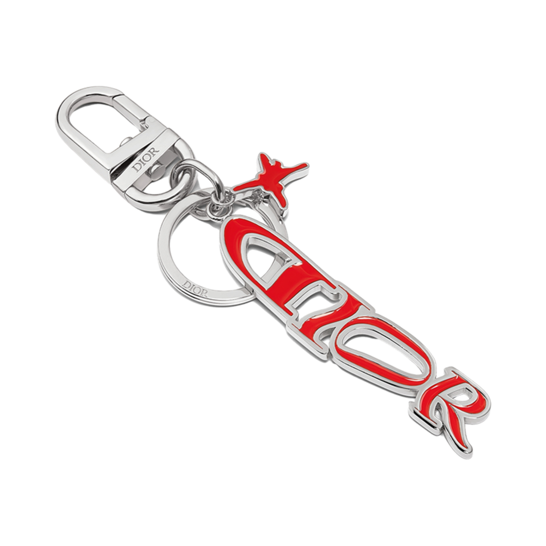 디올 x 루이스 해밀턴 키링 팔라듐 피니쉬 브래스 레드 에나멜(Dior x Lewis Hamilton Keyring Palladium Finish Brass Red Enamel) - 1