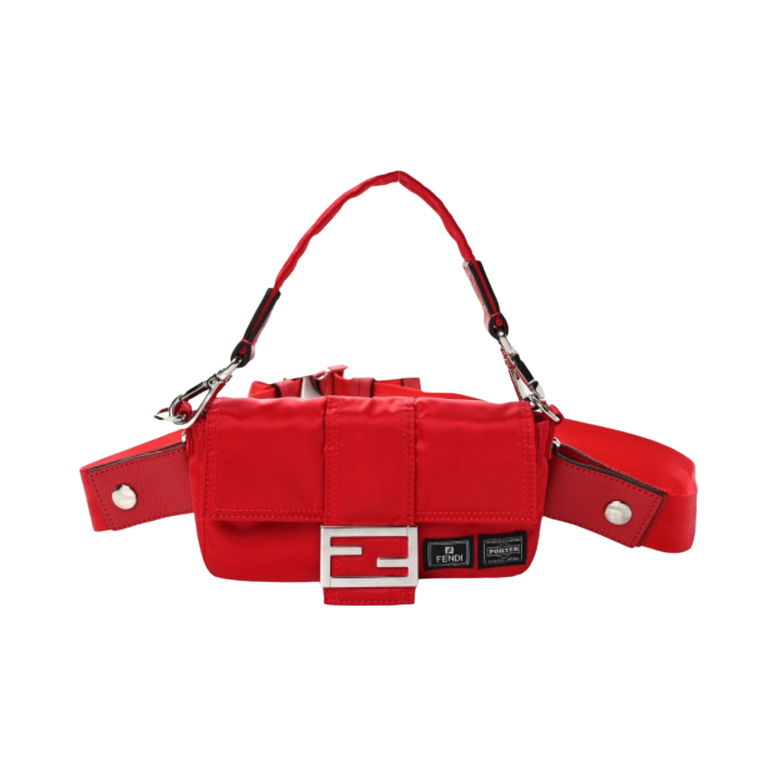 펜디 x 포터 나일론 파우치 바게뜨 미니 폰 케이스 카디널 푸오코(Fendi x Porter Nylon Pouch Baguette Mini Phone Case Cardinale Fuoco)