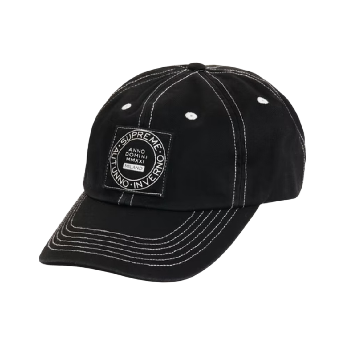 슈프림 밀라노 패치 6-패널 캡 블랙 - 21FW