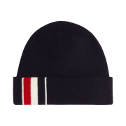 Thom Browne Medium Jersey Stitch Superfine Merino Wool Intarsia Stripe Hat Navy