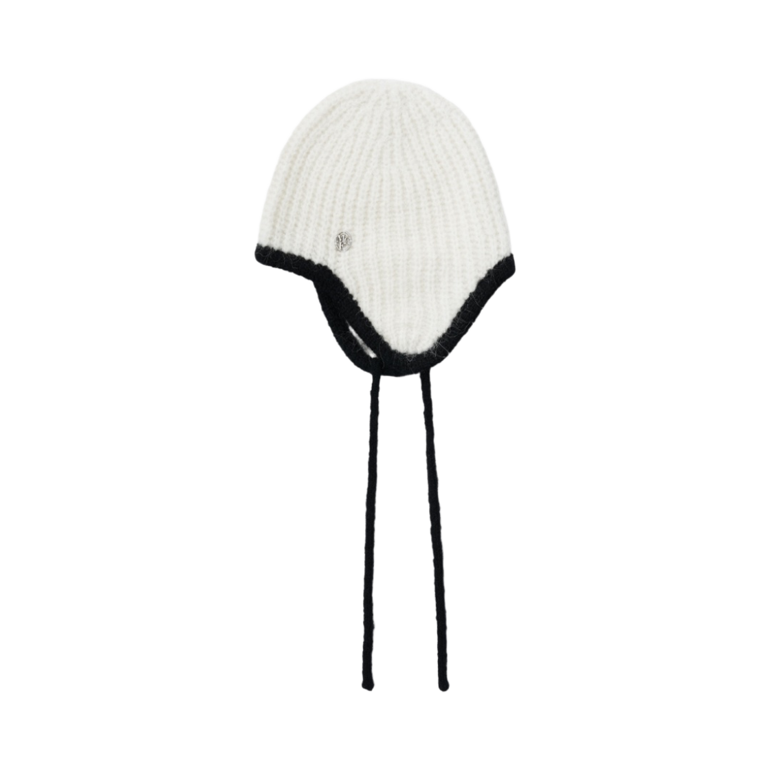 - Marithe Francois Girbaud Circle Logo Alpaca Earflap Beanie White