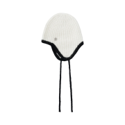 Marithe Francois Girbaud Circle Logo Alpaca Earflap Beanie White