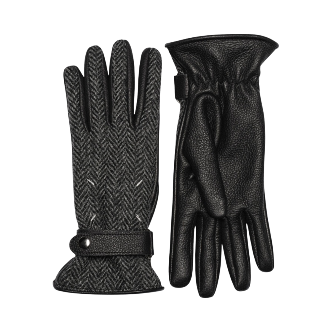 메종 마르지엘라 헤링본 레더 글러브 블랙(Maison Margiela Herringbone Leather Gloves Black) - 1