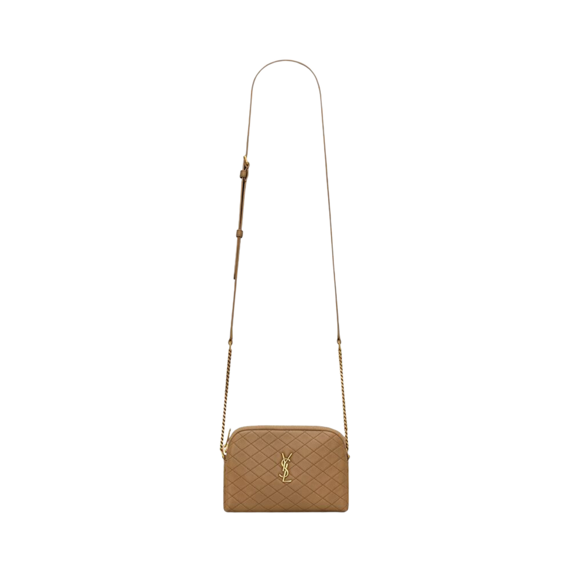 733667-1EL07-2760 Saint Laurent Gaby Zipped Pouch In Quilted Lambskin Dark Cork