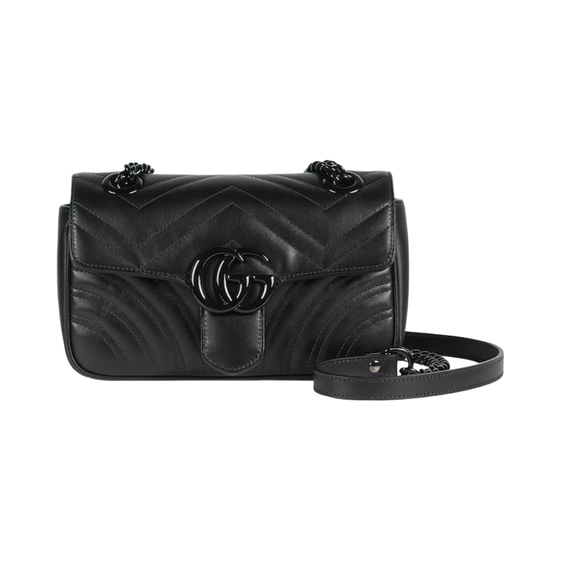 446744-DTDFV-1000 Gucci GG Marmont Matelasse Mini Bag Black Leather
