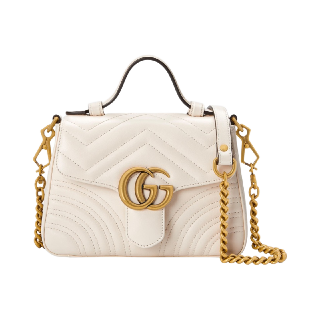 547260-DTDIT-9022 Gucci GG Marmont Mini Top Handle Bag White Leather