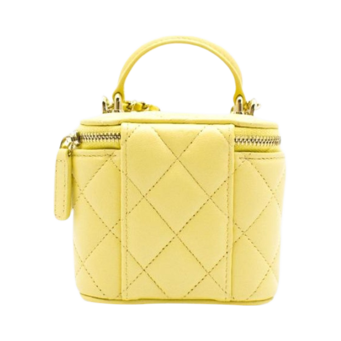 샤넬 스몰 체인 코스메틱 케이스 램스킨 & 골드 메탈 라이트 옐로우(Chanel Small Vanity With Chain Lambskin & Gold Light Yellow) - 2