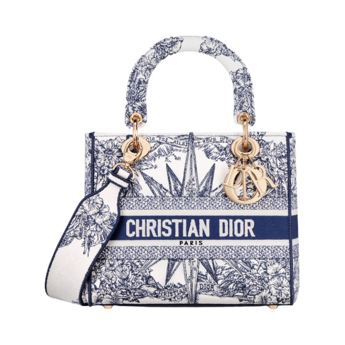 디올 미디움 레이디 D 라이트 백 레브 딘피니 자수 화이트 블루(Dior Medium Lady D Lite Bag Rêve D'infini Embroidery White Blue) - 1