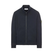 Stone Island 66120 Brushed Cotton Fleece Full Zip Sweatshirt Navy Blue - 21FW