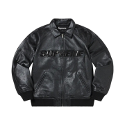 Supreme Silver Surfer Leather Varsity Jacket Black - 22SS