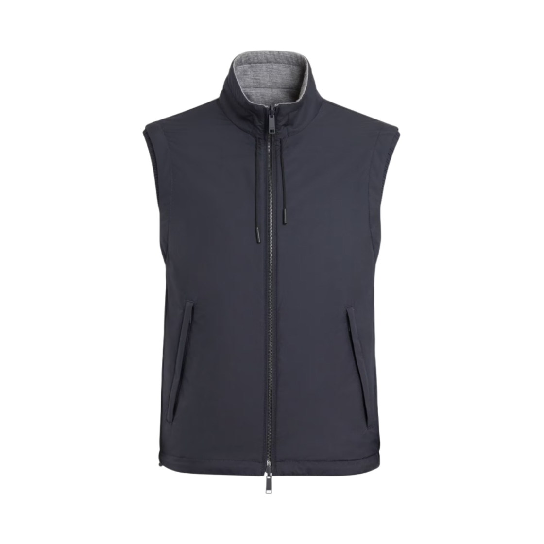 E7T33-7110B-534 Zegna Technical Fabric Reversible Brezza Vest Navy Blue Grey