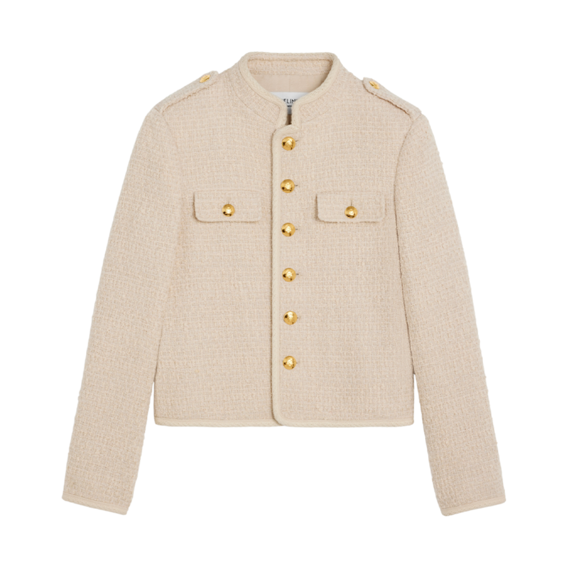 2V99P764L-03AB (W) Celine Allure Jacket in Bouclette Natte Sable Blanc