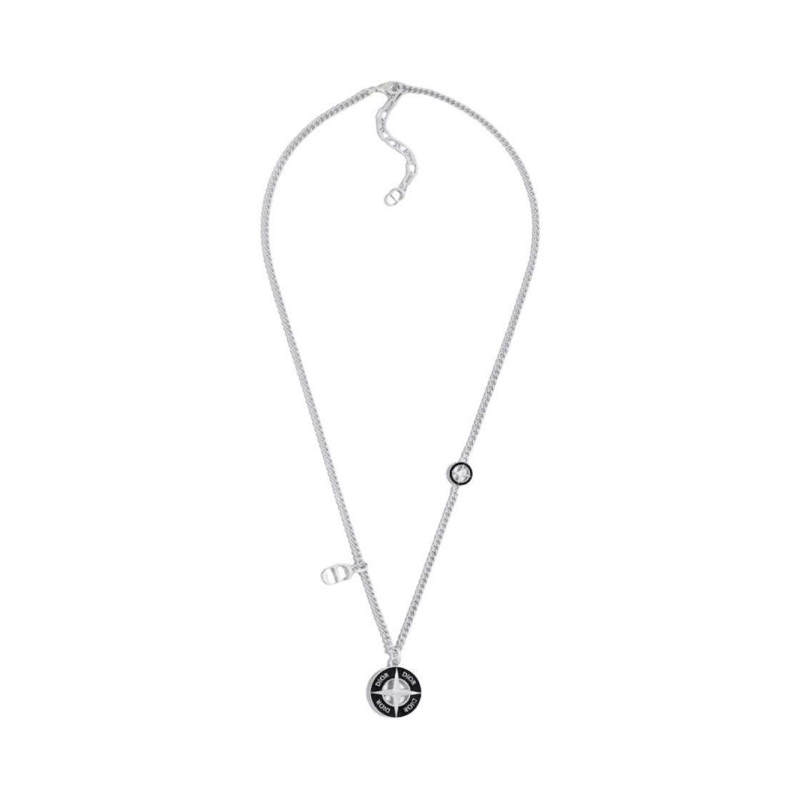 디올 x 스톤 아일랜드 펜던트 네클리스 브래스 앤 블랙 레진 실버 피니시(Dior x Stone Island Pendants Necklace Brass and Black Resin Silver-Finish)