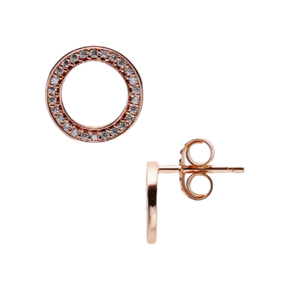 (W) 판도라 스파클링 서클 스터드 이어링 로즈 골드 플래팅 클리어((W) Pandora Sparkling Circle Stud Earrings Rose Gold Plated Clear) - 1