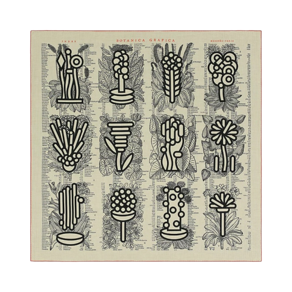 (W) 에르메스 보타니카 그라피카 숄 140 나뛰렐 누아 오랑쥬((W) Hermes Botanica Grafica Shawl 140 Naturel Noir Orange) - 1