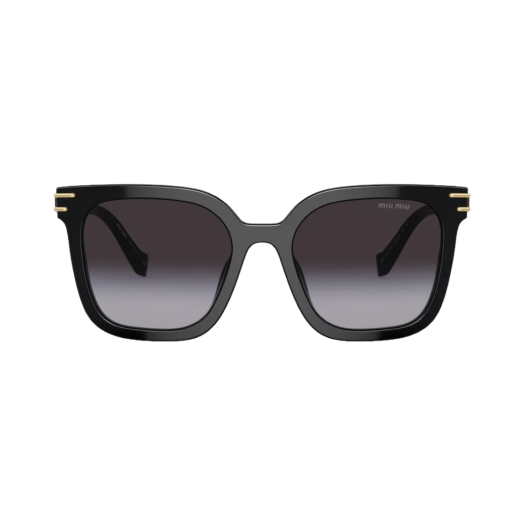 (W) Miu Miu Logo Sunglasses Gradient Smoky Grey Lenses Black Acetate