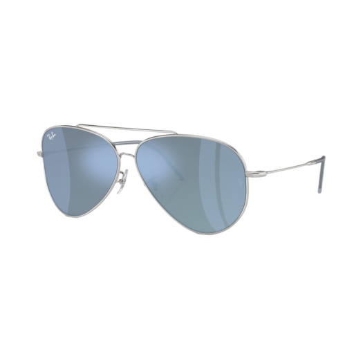 RBR0101S-003/GA Ray-Ban Aviator Reverse Polished Silver Frame Light Blue Mirror Lenses