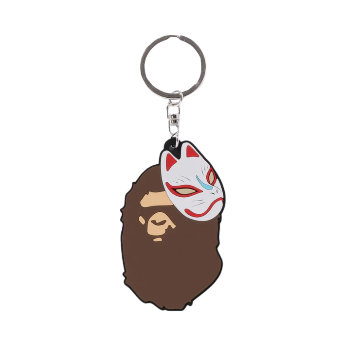 - BAPE Japanese Fox Mask Rubber Keychain Brown