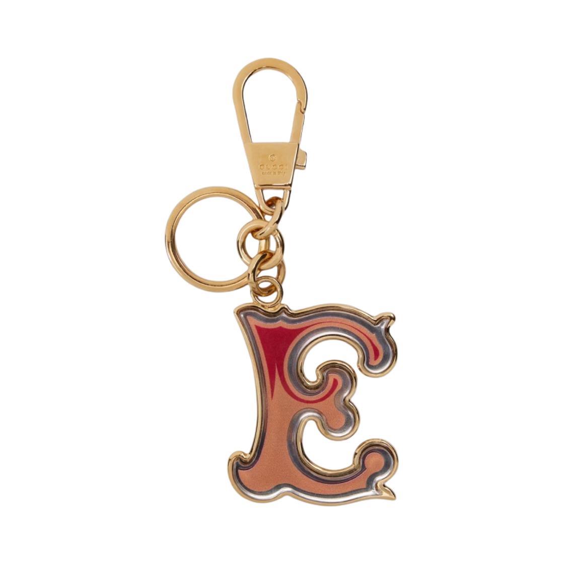 구찌 레터 E 플렉시글라스 키체인 브라운 골드(Gucci Letter E Plexiglas Keychain Brown Gold) - 1