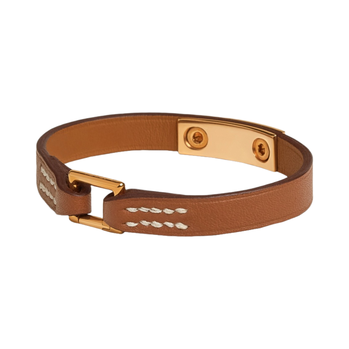(W) 에르메스 리발 미니 브레이슬릿 스위프트 골드 하드웨어 & 골드((W) Hermes Rivale Mini Bracelet Swift Gold & Gold) - 2