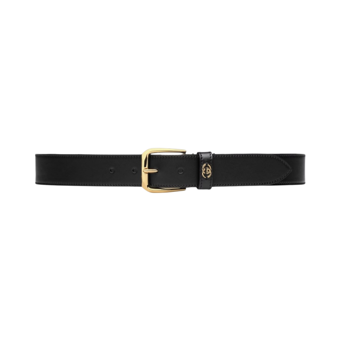 구찌 스퀘어 버클 인터로킹 G 벨트 블랙 골드(Gucci Belt with Square Buckle and Interlocking G Black Gold) - 1
