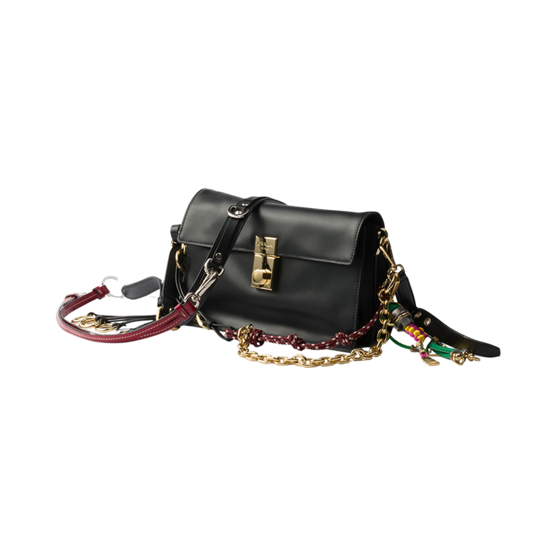 프라다 소프트 사운드 스몰 레더 숄더백 참 블랙(Prada Soft Sound Small Leather Shoulder Bag with Charms Black) - 2