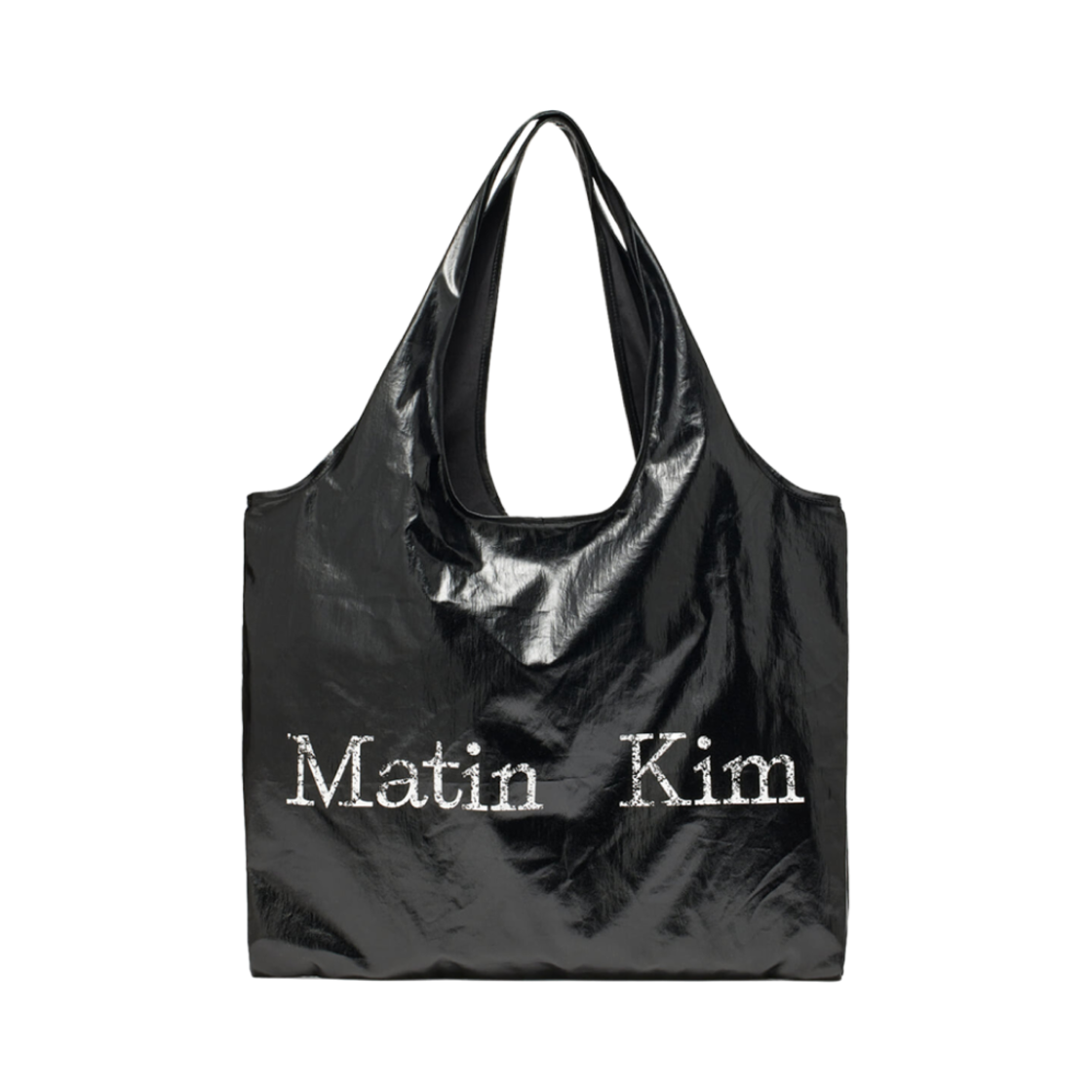 마뗑킴 크랙 로고 글로시 에코백 스트롱 블랙(Matin Kim Cracked Logo Glossy Ecobag in Strong Black)