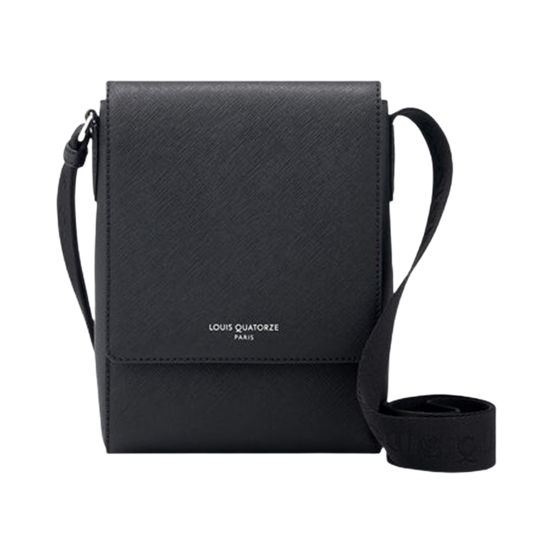 LVMQ3FM04MDCBL0181 Louis Quatorze Formal Crossgrained Leather Messenger Bag Black