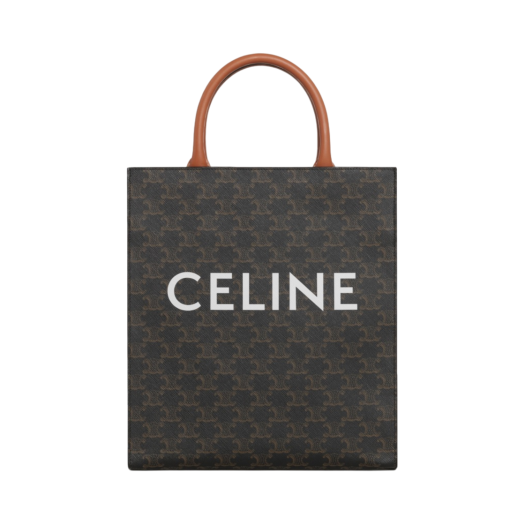 Celine Small Cabas Vertical in Triomphe Canvas Calfskin Tan