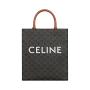 Celine Small Cabas Vertical in Triomphe Canvas Calfskin Tan