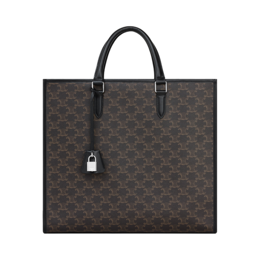 Celine Cabas Vertical in Triomphe Canvas Calfskin Black