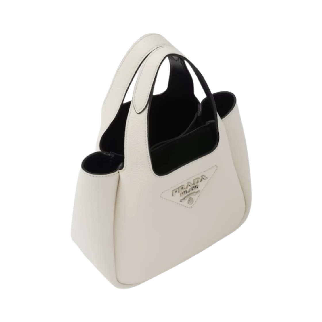 프라다 레더 핸드백 화이트 블랙(Prada Leather Handbag White Black) - 2
