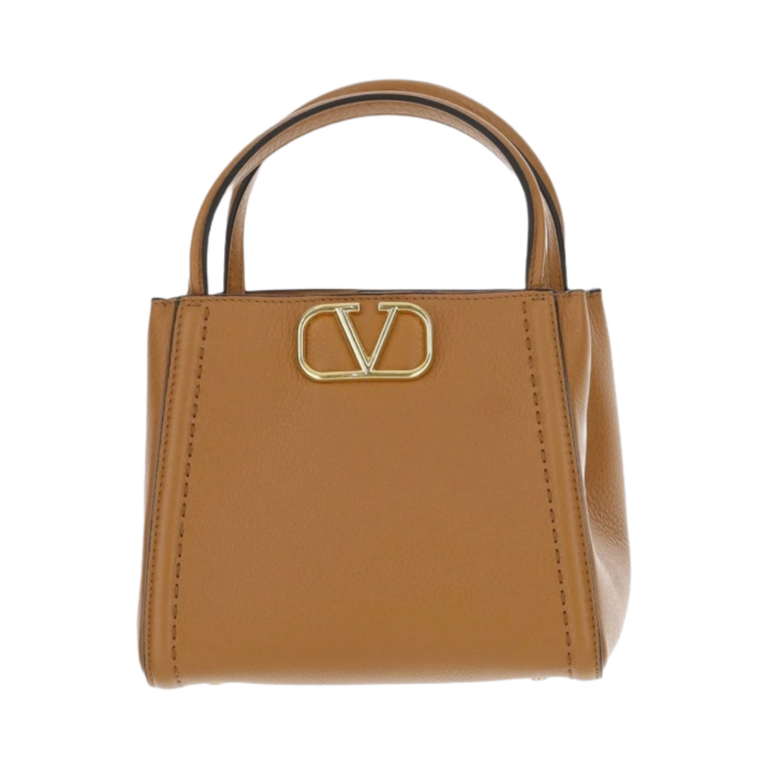 B0Q26IMZZG1 Valentino Alltime Grainy Calfskin Small Handbag Beige