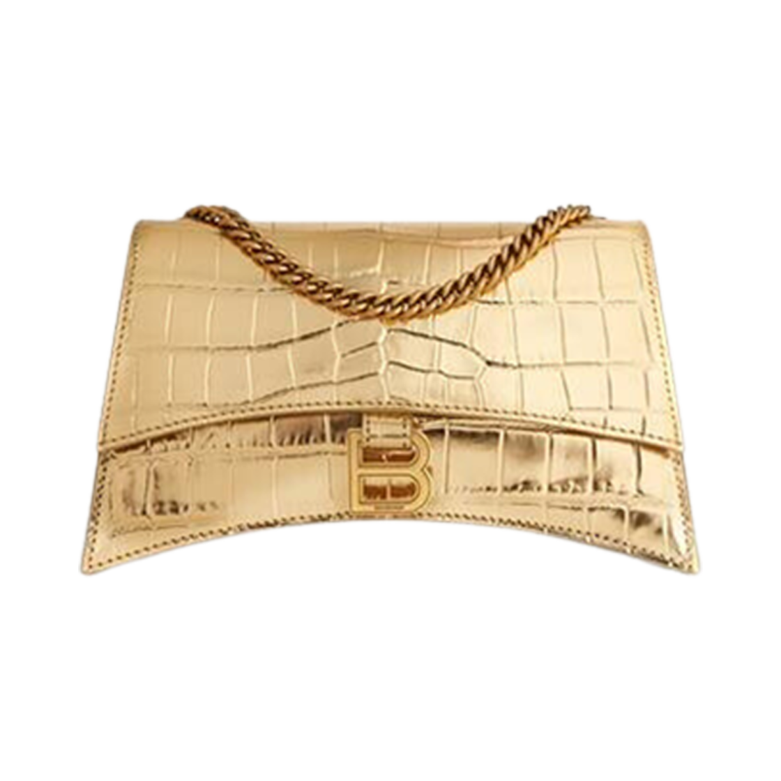 발렌시아가 크러쉬 XS 체인백 메탈라이즈드 크로커다일 엠보스 골드(Balenciaga Crush XS Chain Bag Metallized Crocodile Embossed Gold) - 4