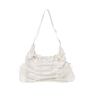 For Appeal String Ribbon Large Hobo Bag Glossy White
