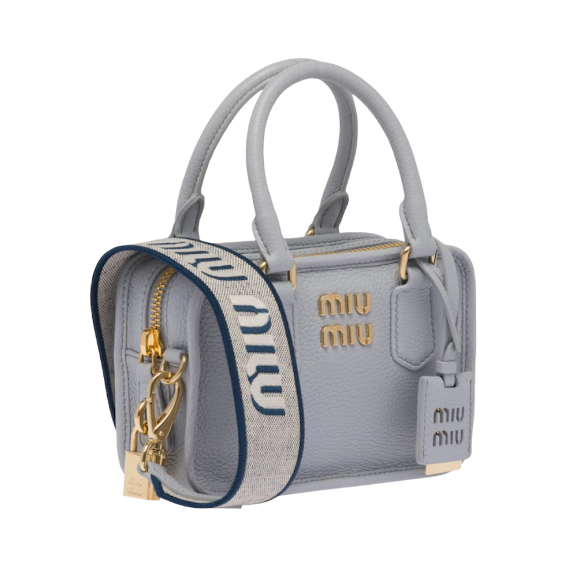 미우 미우 가죽 숄더 스트랩 탑 핸들백 콘플라워(Miu Miu Leather Shoulder Strap Top Handle Bag Cornflower) - 2
