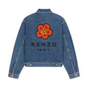 Kenzo Boke Flower Embroidery Denim Trucker Jacket Navy Blue