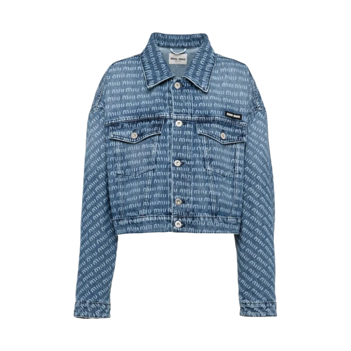 (W) 미우 미우 데님 블루종 자켓 블루((W) Miu Miu Denim Blouson Jacket Blue) - 1