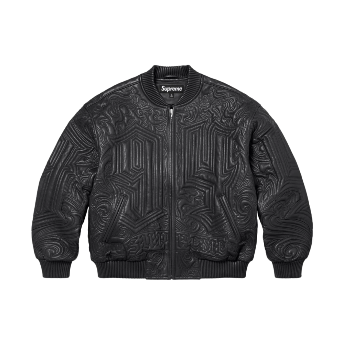 슈프림 미스터 카툰 자수 레더 자켓 블랙 - 24FW(Supreme Mister Cartoon Embroidered Leather Jacket Black - 24FW) - 1
